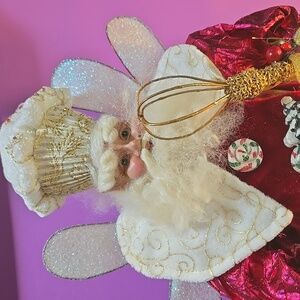 Mark Roberts English Muffin Fairy 18" Festive Figurine with Gold and Red Details
